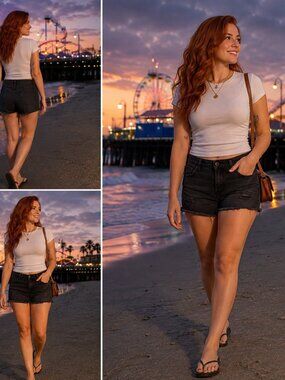 Lucky Brand "The Cut Off" Women's Size 6/28 Black Distressed Denim Shorts
